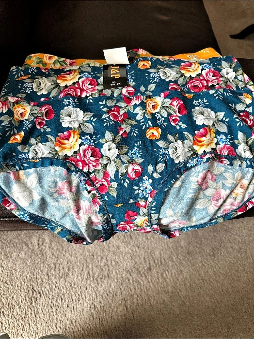Floral Panties in Blue & Orange Like New